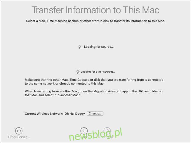 Asystent migracji macOS.