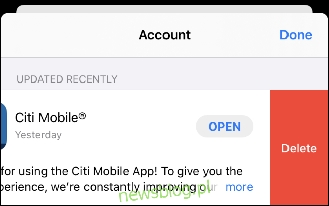 Usuwanie aplikacji z listy aktualizacji w App Store.