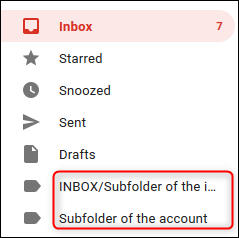 Aplikacja Gmail z wyróżnionymi nowymi etykietami.