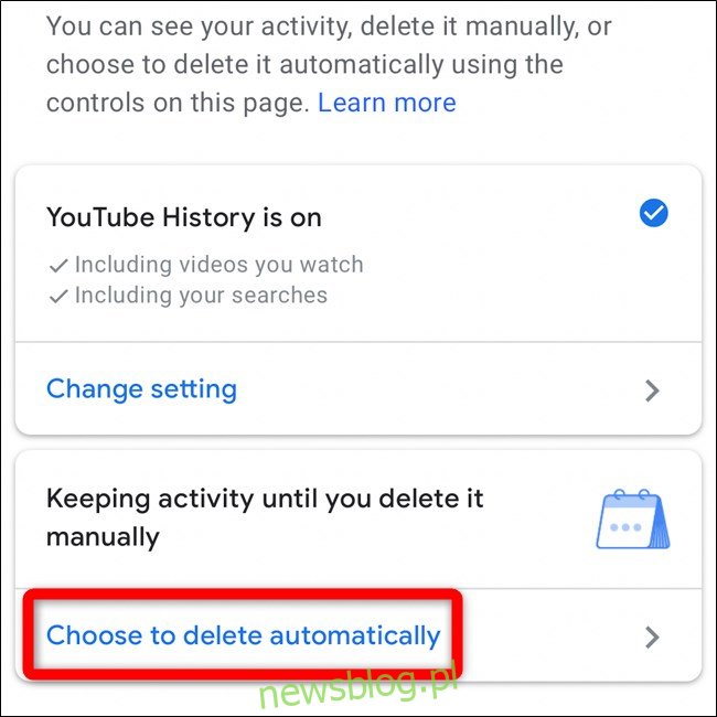 Wybierz opcję Wybierz, aby usunąć automatycznie w aplikacji mobilnej YouTube