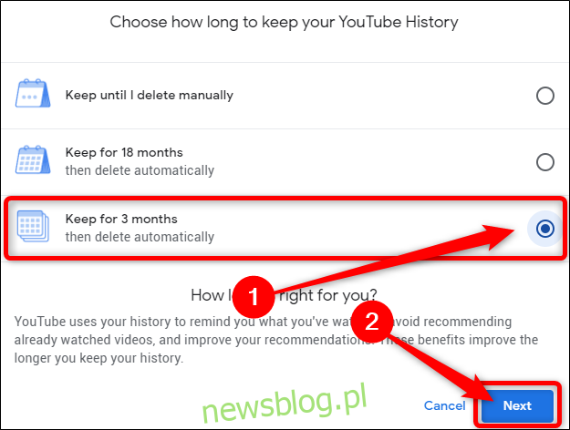 Moja aktywność w Google Wybierz okres historii YouTube Kliknij Dalej