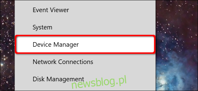 Windows 10 Otwórz Menedżera urządzeń