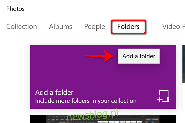 Aplikacja Zdjęcia systemu Windows 10 Dodaj folder