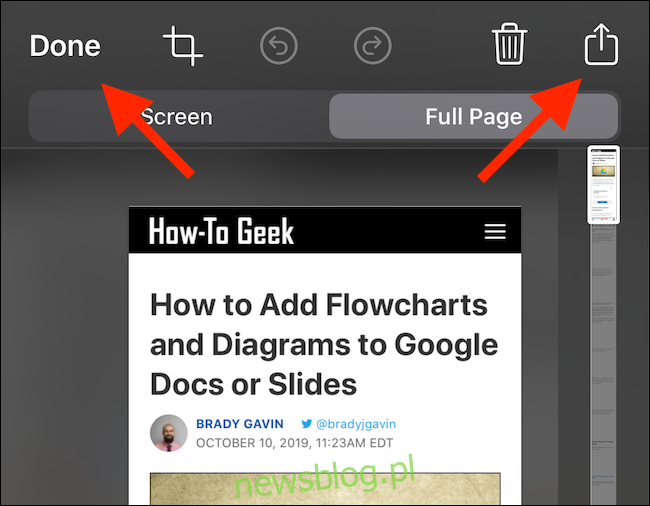 Stuknij przycisk Udostępnij, aby wyeksportować plik PDF do aplikacji lub 