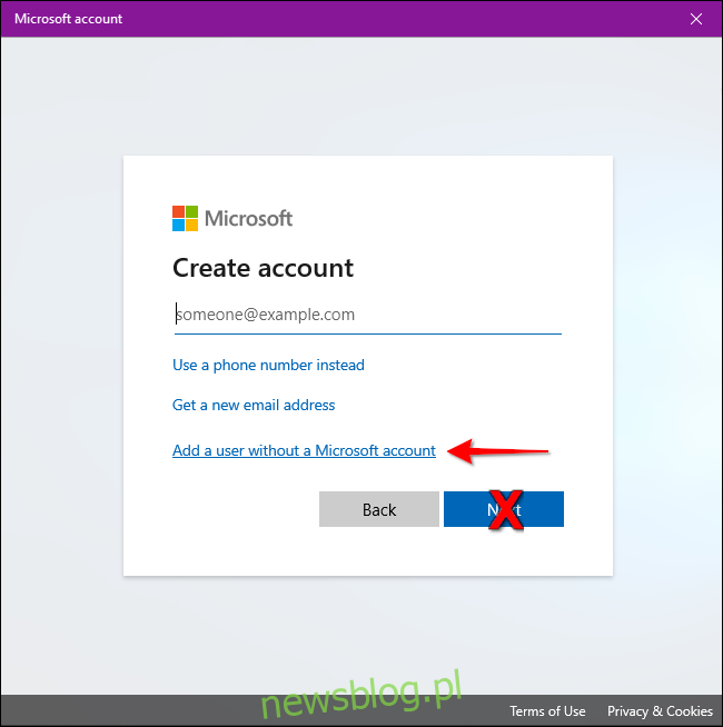 Windows 10 Brak konta Microsoft