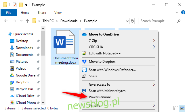 Zbiorcze zmienianie nazw plików w Eksploratorze plików za pomocą Microsoft PowerToy.