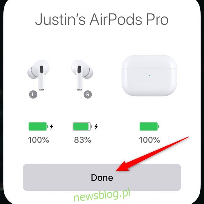 Połącz Apple AirPods Pro z iPhonem Stuknij Gotowe