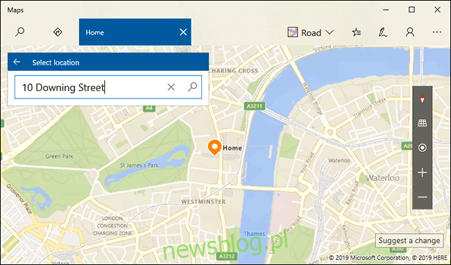Wyszukaj swoją lokalizację domową, a następnie naciśnij klawisz Enter lub kliknij przycisk wyszukiwania