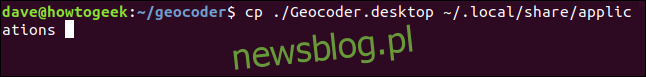 cp ./Geocoder.desktop ~ / .local / share / applications w oknie terminala