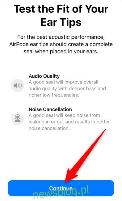 Apple AirPods Pro Wybierz Kontynuuj