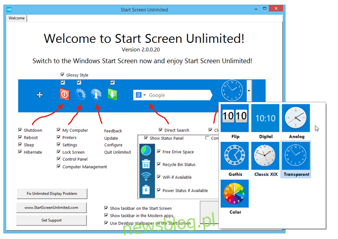 Ekran startowy Unlimited_Options