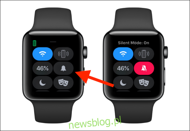 Stuknij ikonę dzwonka, aby włączyć tryb cichy w Apple Watch