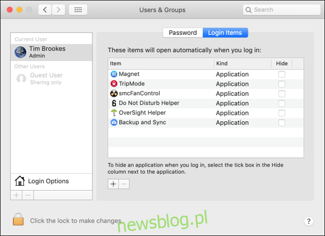 Usuń aplikacje z elementów logowania w systemie macOS