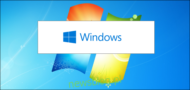 Instalator systemu Windows 10 na obrazie tła systemu Windows 7.
