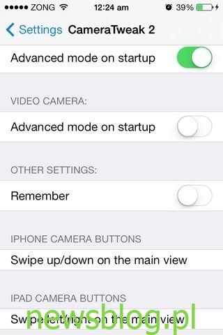 CameraTweak 2 Ustawienia iOS