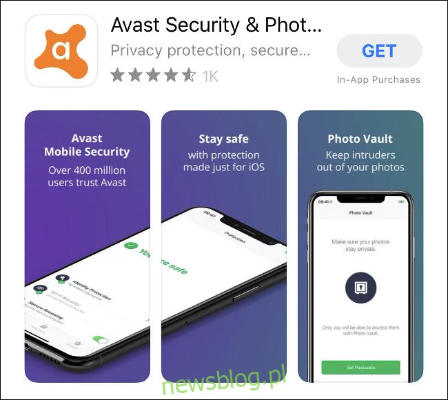 Aplikacja Avast Mobile Security dla systemu iOS w sklepie App Store. 