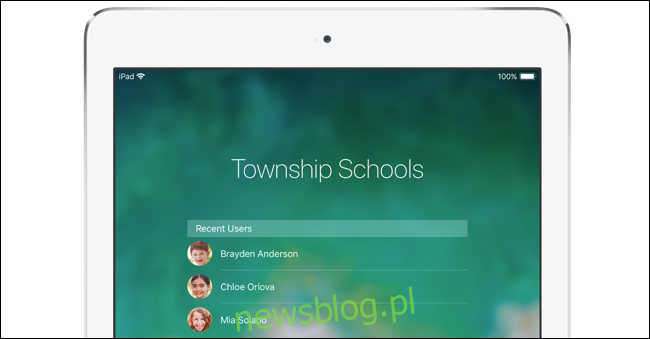 Wiele kont użytkowników uczniów na szkolnym iPadzie.