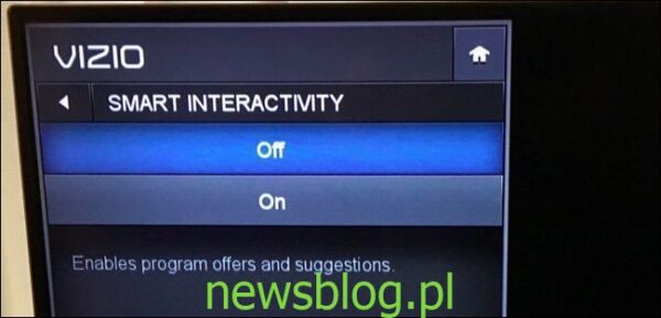 Ekran telewizora Vizio z ustawieniem Smart Interactivity