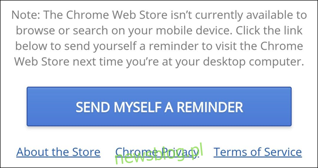 Wyślij sobie przypomnienie o odwiedzeniu sklepu internetowego Chrome.