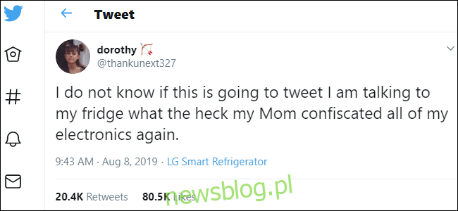 Fałszywy tweet z lodówki LG Smart
