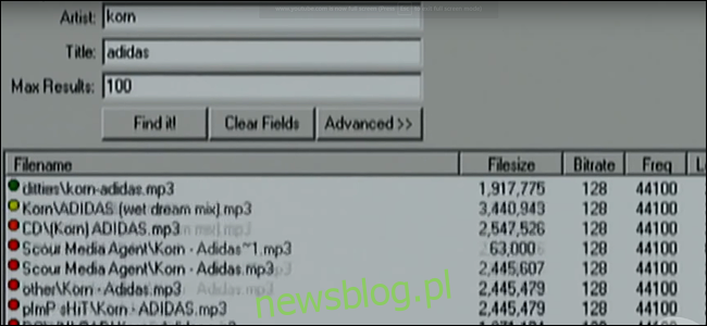 Zrzut ekranu przedstawiający Napstera z dokumentu AOL Napster