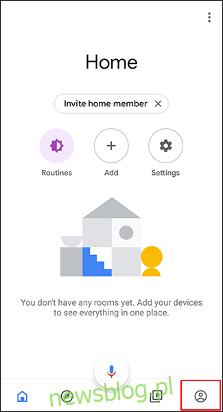 Dotknij karty Konta w aplikacji Google Home. 