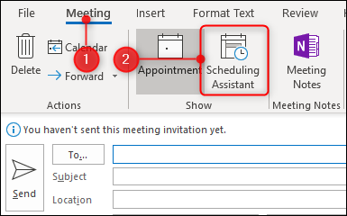 kliknij asystenta planowania na karcie spotkania