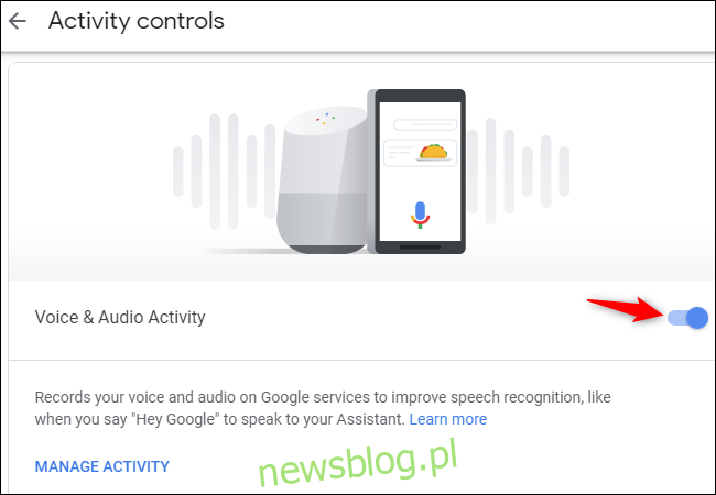Wyłączam zbieranie nagrań głosowych Asystenta Google