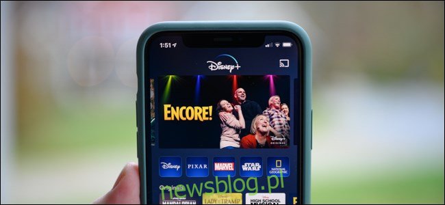 Ekran główny Disney + na iPhonie.