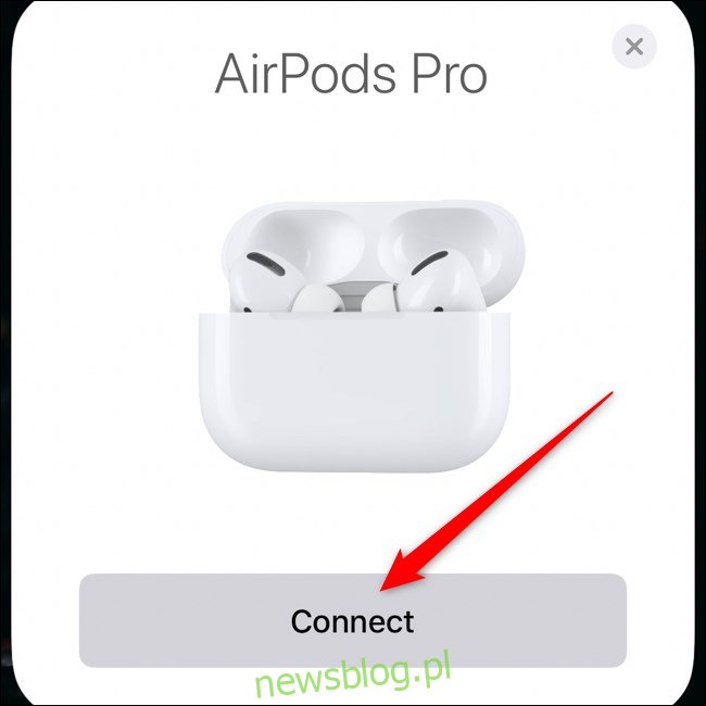 Łączenie Apple AirPods Pro z iPhonem Stuknij Połącz