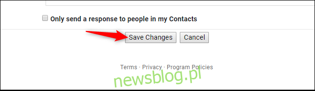Przycisk Zapisz zmiany w ustawieniach Gmaila w internecie