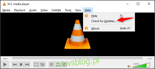 Sprawdzanie aktualizacji w VLC w systemie Windows
