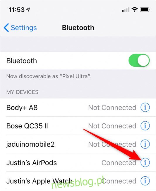 Ustawienia Bluetooth Apple iPhone
