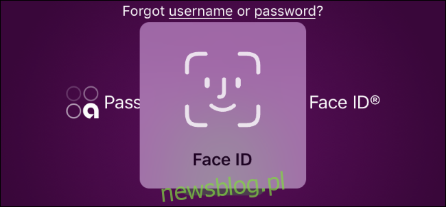 Monit o Face ID w aplikacji bankowości internetowej na iPhonie.