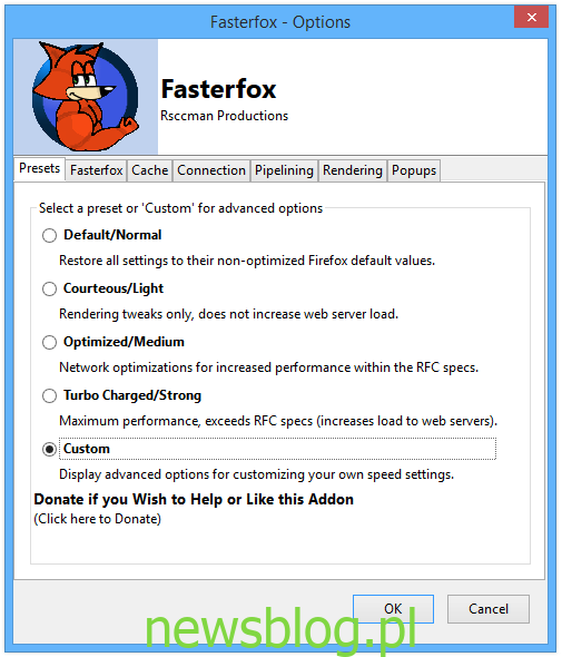 Fasterfox - Opcje