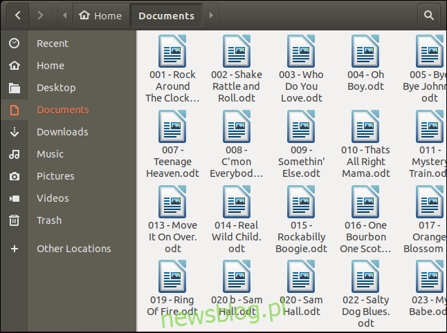 Zbiór nut w ~ / Documents w przeglądarce plików