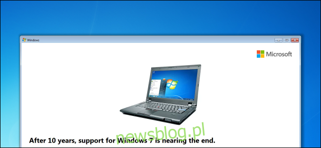 Windows 7 obsługuje komunikat o dacie zakończenia nagrania na pulpicie