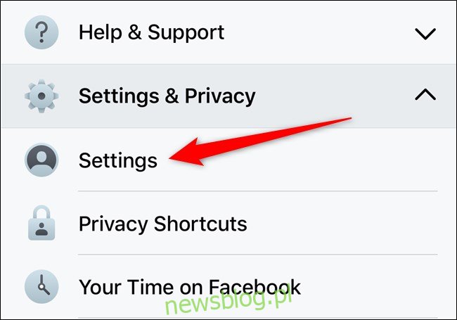 Apple iPhone Facebook App Wybierz Ustawienia