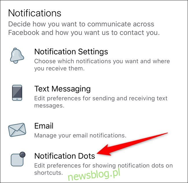 Apple iPhone Facebook App Wybierz Notification Dots