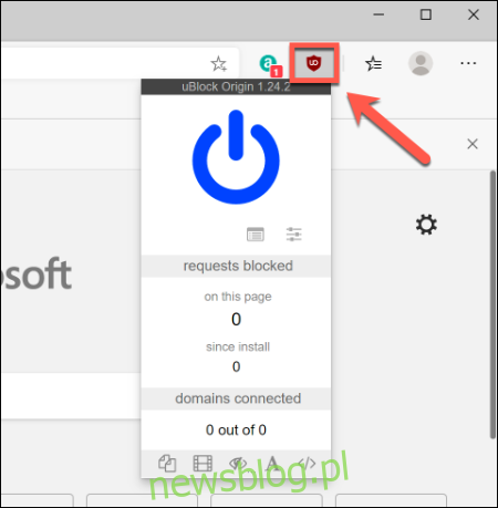 Naciśnij ikonę rozszerzenia Google Chrome obok paska adresu, aby korzystać z niej w Microsoft Edge