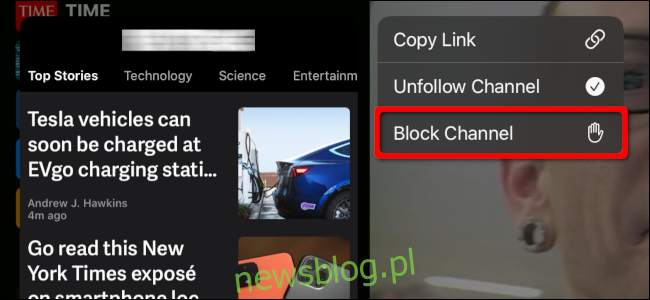 Blokowanie kanału w aplikacji Wiadomości na iPadzie