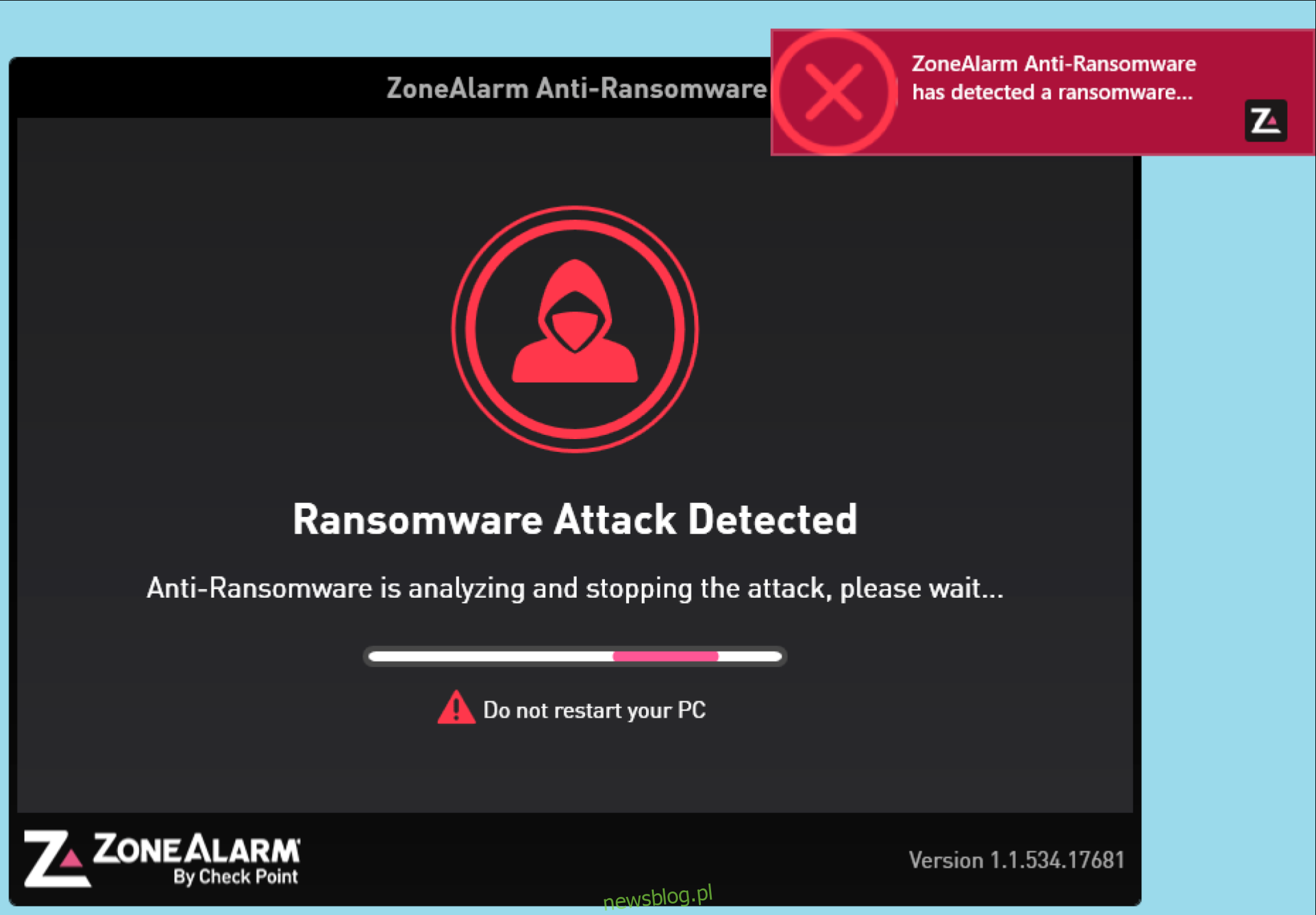 Oprogramowanie ZoneAlarm Anti-Ransomware.