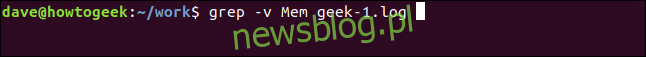 grep -v Mem geek-1.log w oknie terminala