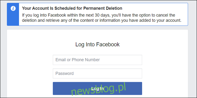Otóż ​​to.  Twoje konto zostało usunięte i jesteś wolny od Facebooka (za 30 dni).