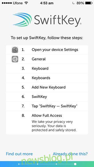 SwiftKey iOS - Konfiguracja
