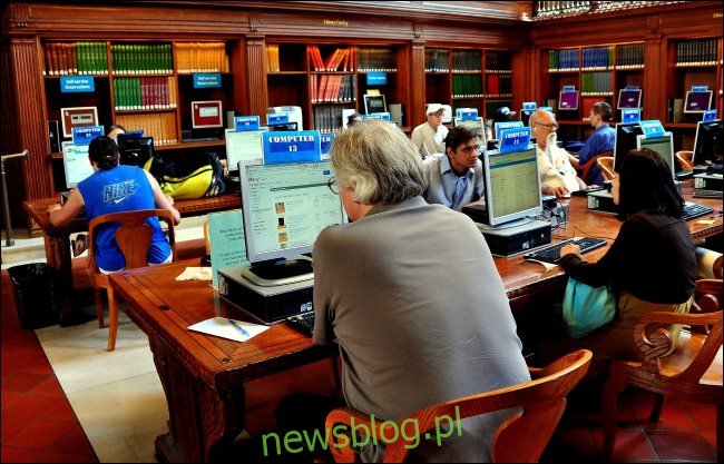 Osoby korzystające z komputerów publicznych w bibliotece w Nowym Jorku