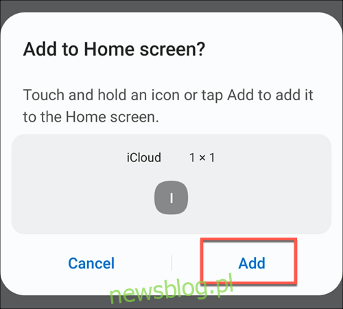 Stuknij przycisk Dodaj, aby dodać aplikację iCloud PWA do ekranu głównego