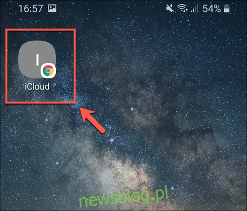 Stuknij ikonę iCloud na ekranie głównym, aby załadować iCloud PWA na Androida