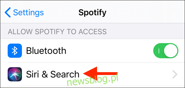 Stuknij Siri i wyszukaj w sekcji Spotify