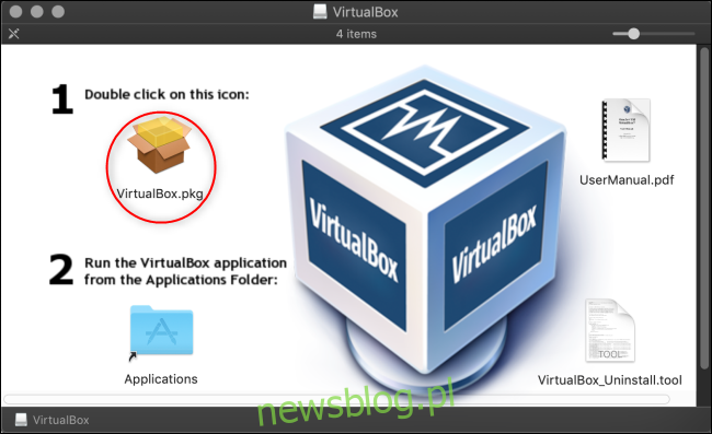 Menu instalatora VirtualBox.